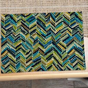 Crate & Barrel 8 Mateo Placemat Multicolor Chevron Design